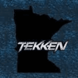 Minnesota Tekken logo: Minnesota silhouette with the Tekken wordmark on a textured blue background
